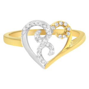 10K Two-Toned Gold Diamond Heart Shape Cluster Ring (1/6 Cttw, H-I Color,
